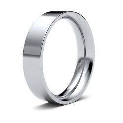 9ct White Gold 5mm Heavy Flat Court Wedding Ring