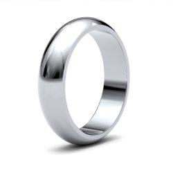 9ct White Gold 5mm D Shape Heavy Wedding Ring