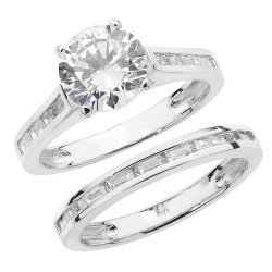 Silver Cz Solitaire Bridal Set 