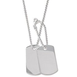 Silver Double Dog Tag Army Style Necklet G3023+