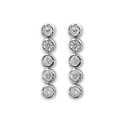 Silver Round Bezel Set Cz Drops 