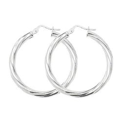 Silver Twisted Hoops 