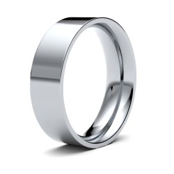 9ct White Gold 6mm Medium Flat Court Wedding Ring