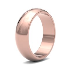 9ct Rose Gold 6mm D Shape Medium Wedding Ring