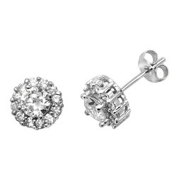 Silver Round Cz Cluster Studs 