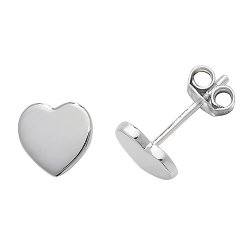 Silver Heart Studs 