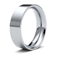 9ct White Gold 6mm Heavy Flat Court Wedding Ring
