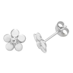 Silver Cz Set Daisy Studs 