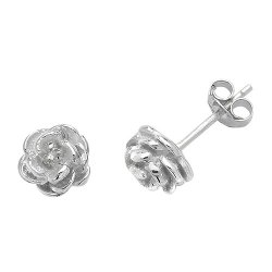 Silver Rose Design Studs 