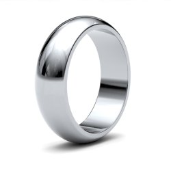 9ct White Gold 6mm D Shape Heavy Wedding Ring