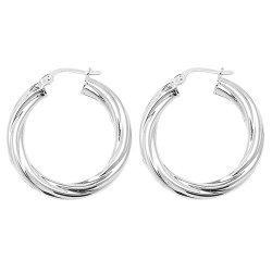 Silver Twisted Hoops 