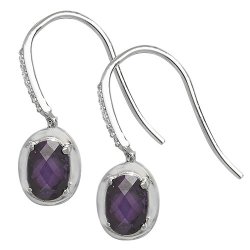 Silver Amethyst Fish Hook Drops 