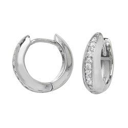 Silver Cz Hinged Hoops 