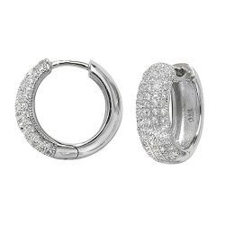 Silver Multi Row Cz Hinged Hoops 