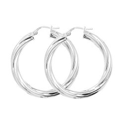 Silver Twisted Hoops 