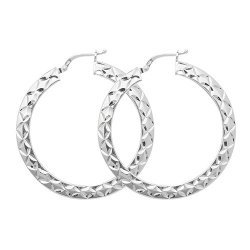Silver Diamond Cut Hoops G51071-