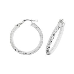 Silver Diamond Cut Hoops G51072-