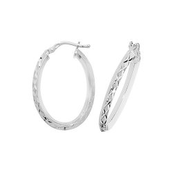 Silver Diamond Cut Oval Hoops G51072-