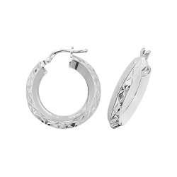 Silver Diamond Cut Hoops G51073-