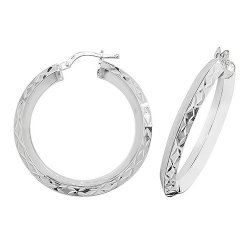 Silver Diamond Cut Hoops G51073-