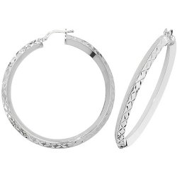 Silver Diamond Cut Hoops G51073-