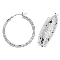 Silver Diamond Cut Hoops G51076-