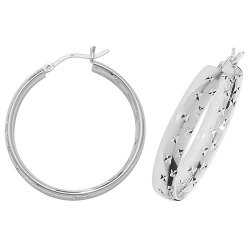 Silver Diamond Cut Hoops G51076-