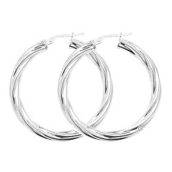 Silver Twisted Hoops 