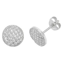 Silver Round Cz Cluster Studs 