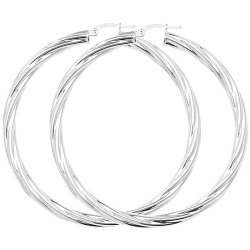 Silver Twisted Hoops 