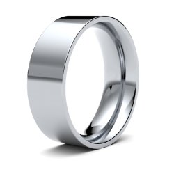 9ct White Gold 7mm Medium Flat Court Wedding Ring