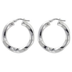Silver Twisted Hoops 