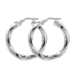 Silver Twisted Hoops 