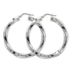 Silver Twisted Hoops 