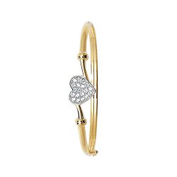 9ct Gold Babies' Cz Heart Bangle 