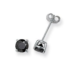 Silver Round Black Cz Studs 