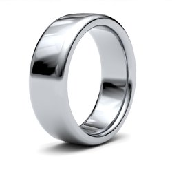 9ct White Gold 7mm Heavy Soft Court Wedding Ring