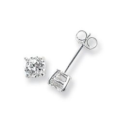 Silver Round Cz Studs 
