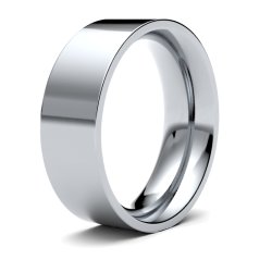 9ct White Gold 7mm Heavy Flat Court Wedding Ring