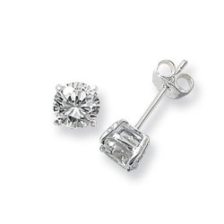 Silver Round Cz Studs 