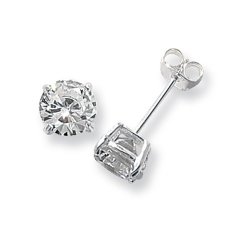 Silver Round Cz Studs 