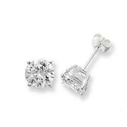Silver Round Cz Studs 