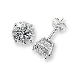 Silver Round Cz Studs 