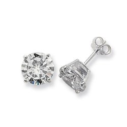 Silver Round Cz Studs 