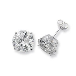 Silver Round Cz Studs 
