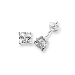 Silver Square Cz Studs 