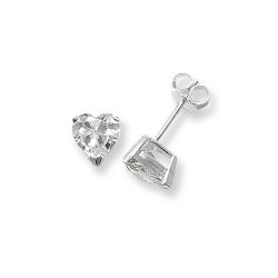Silver Cz Heart Studs 