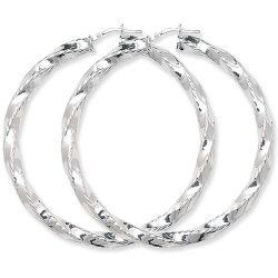 Silver Diamond Cut Twisted Hoops 