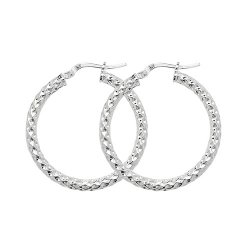 Silver Diamond Cut Hoops G5207-