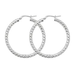 Silver Diamond Cut Hoops G5207-